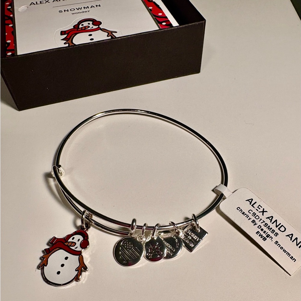 Alex and Ani Snowman Silver Bangle